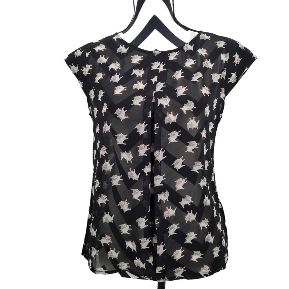 SM Warehouse NWT Sheer French Bulldog Print Top Size S/M